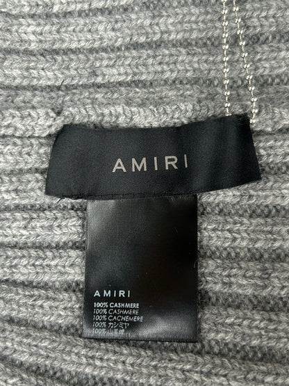 Amiri Grey & Black Script Logo Cashmere Beanie