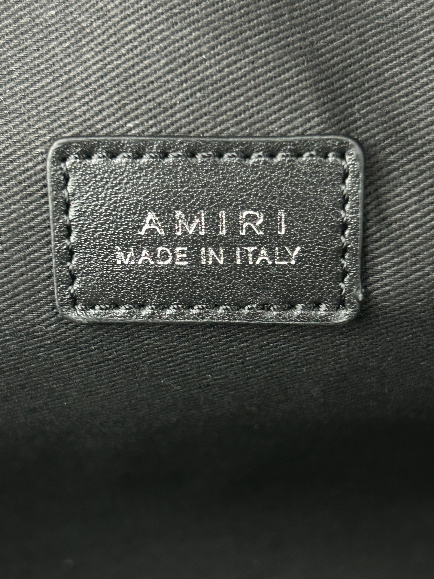 Amiri Black Embossed Logo Leather Dopp Kit