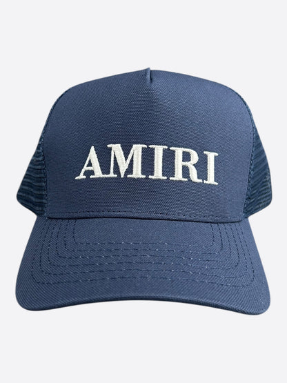 Amiri Navy & White Logo Trucker Hat