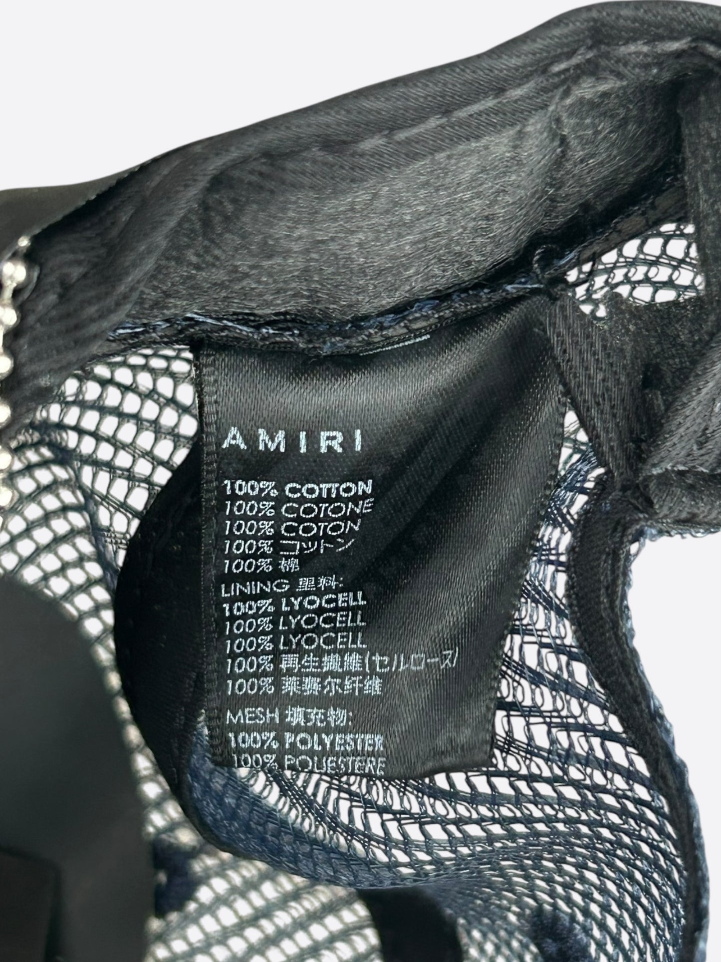 Amiri Navy & White Logo Trucker Hat