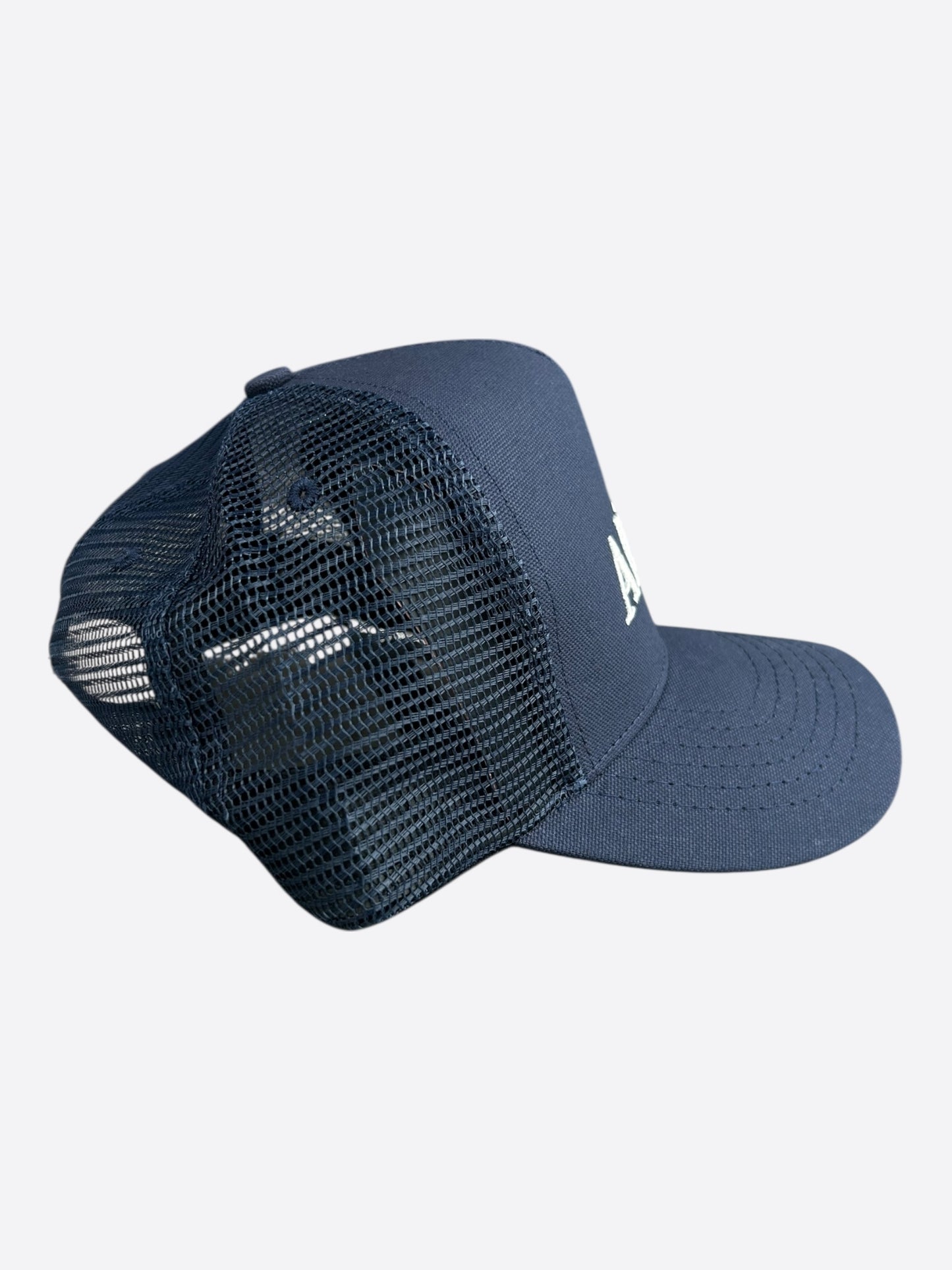 Amiri Navy & White Logo Trucker Hat