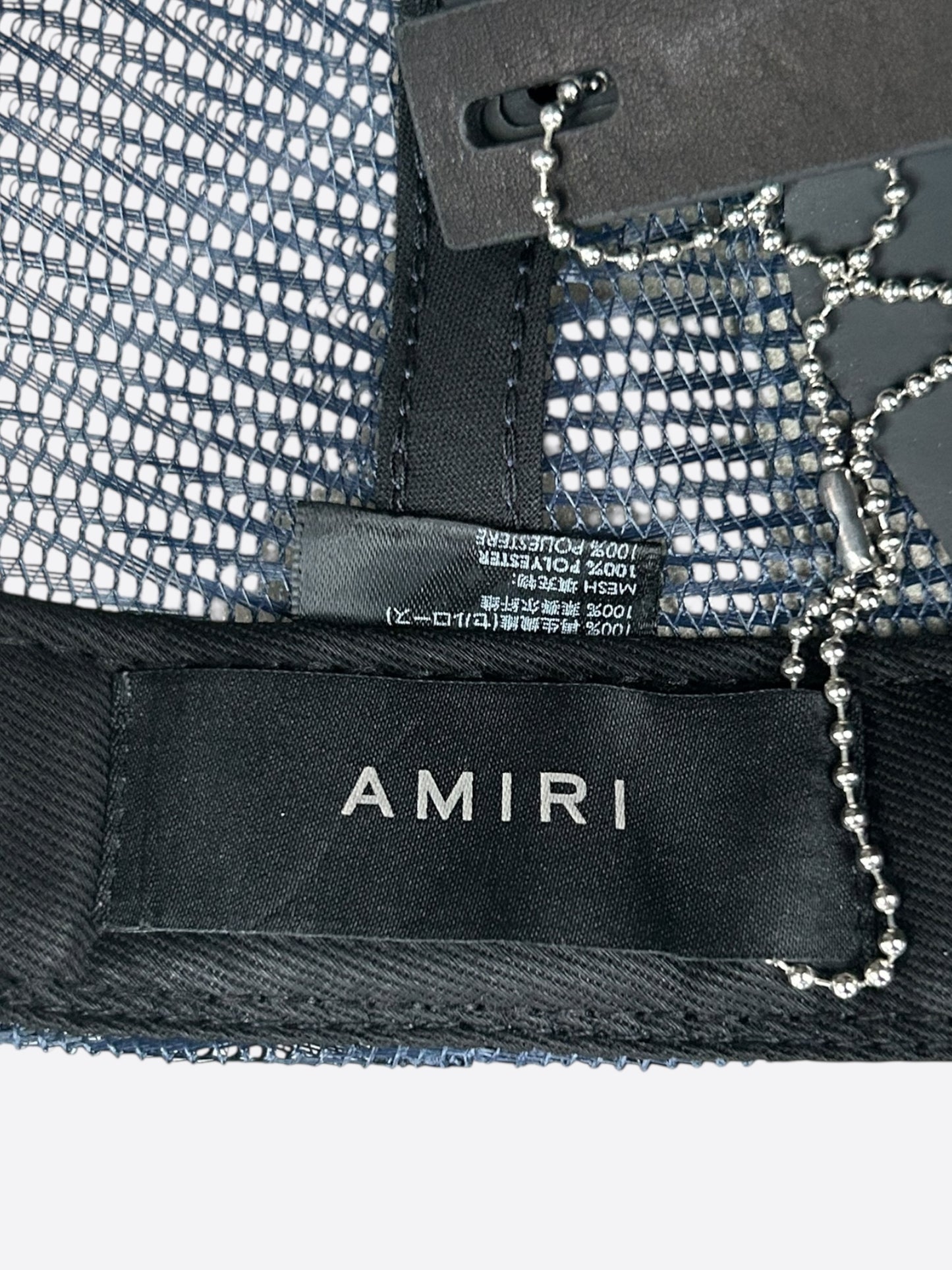 Amiri Navy & White Logo Trucker Hat