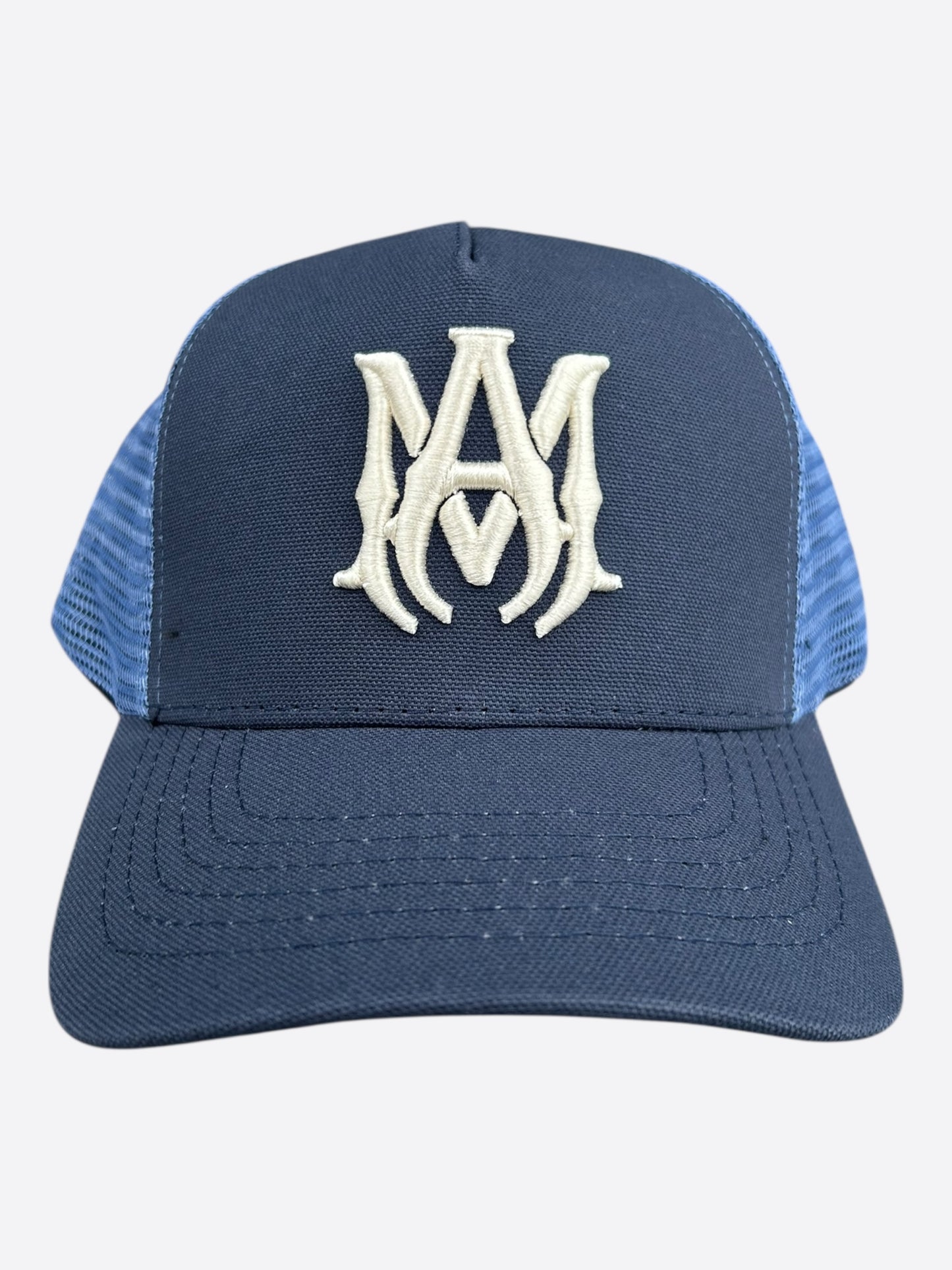 Amiri Navy & White MA Logo Trucker Hat