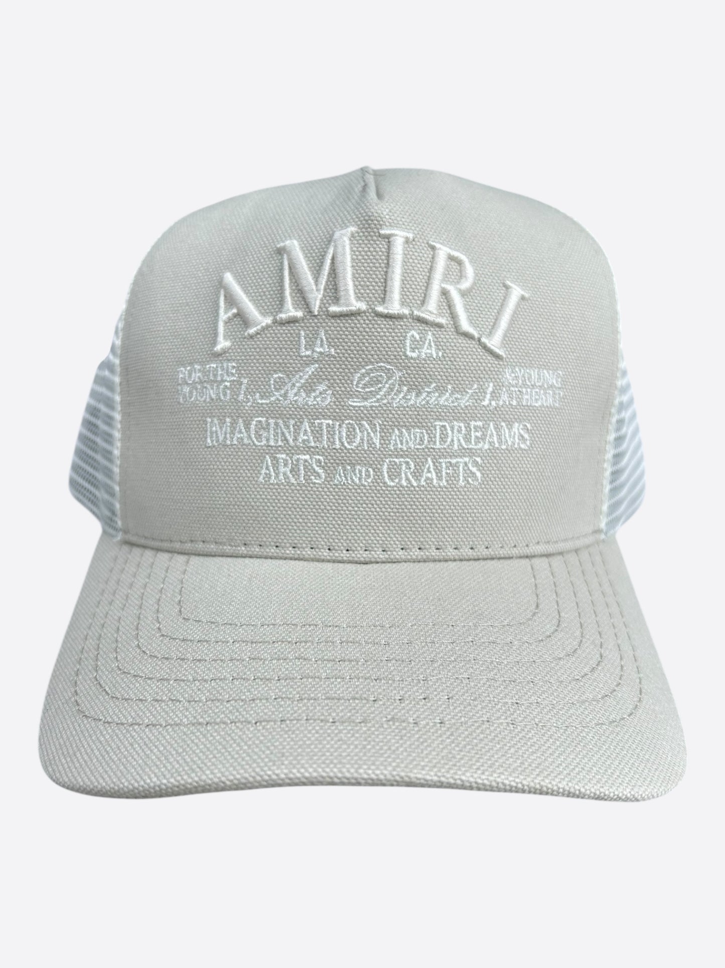 Amiri Light Grey & White Arts District Trucker Hat