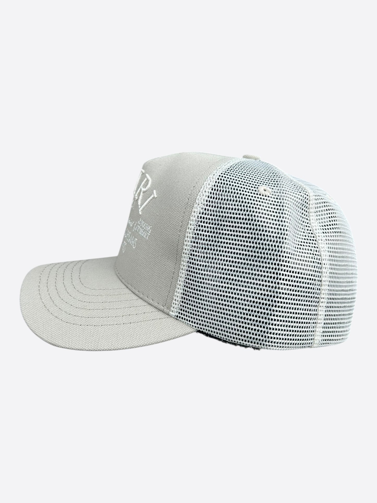 Amiri Light Grey & White Arts District Trucker Hat