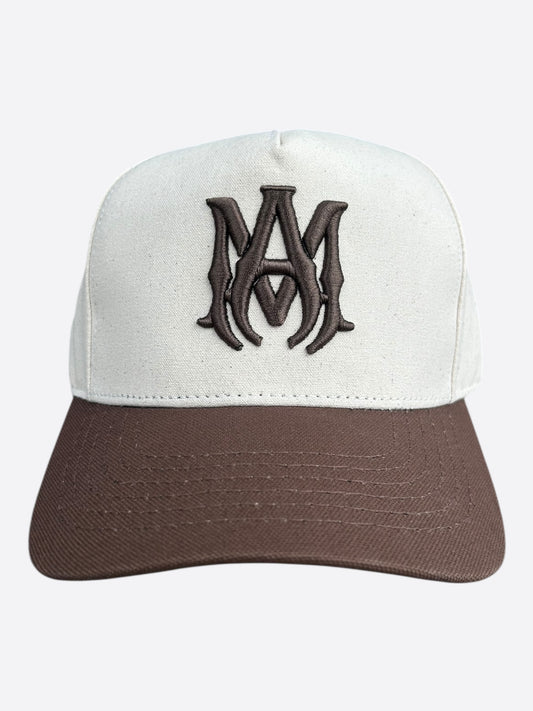 Amiri White & Brown MA Logo Trucker Hat