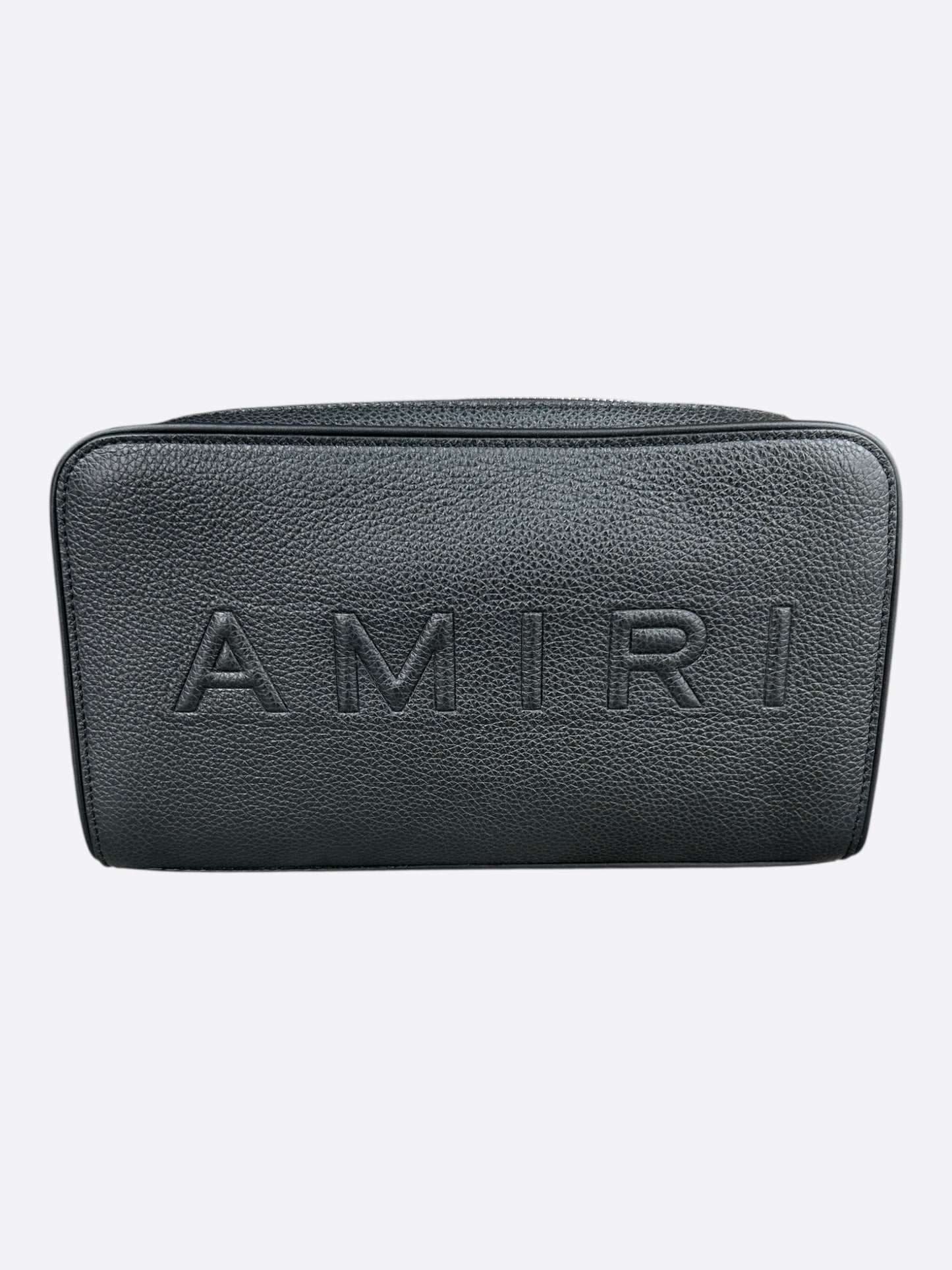 Amiri Black Embossed Logo Leather Dopp Kit