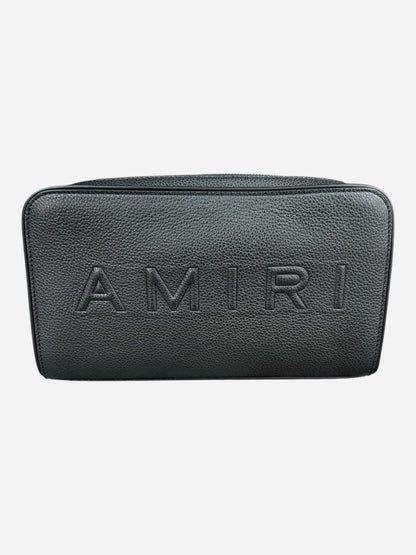 Amiri Black Embossed Logo Leather Dopp Kit