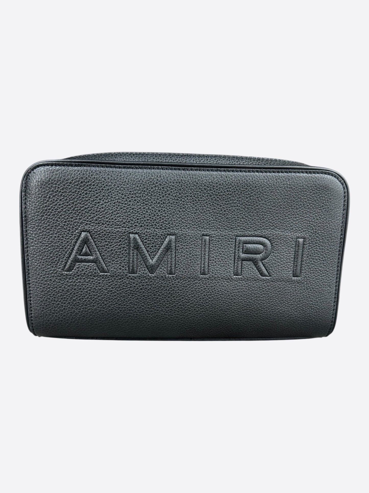 Amiri Black Embossed Logo Leather Dopp Kit