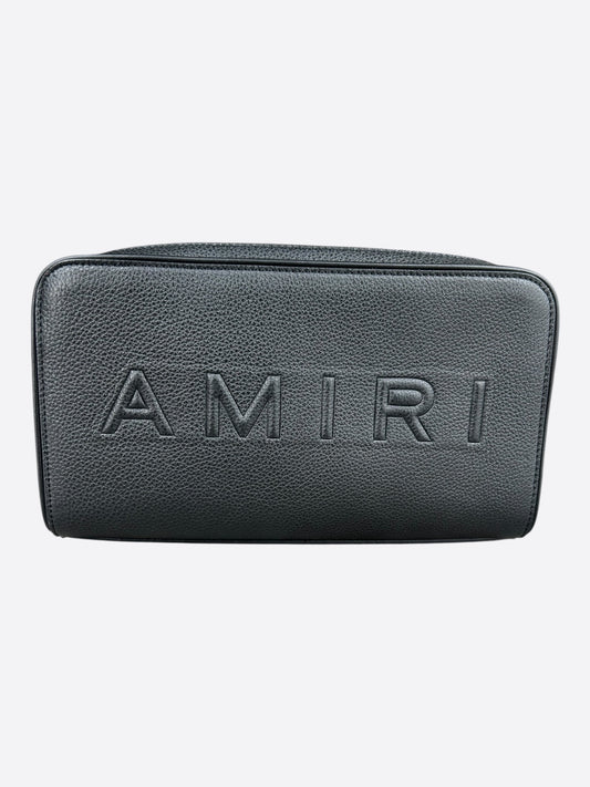 Amiri Black Embossed Logo Leather Dopp Kit