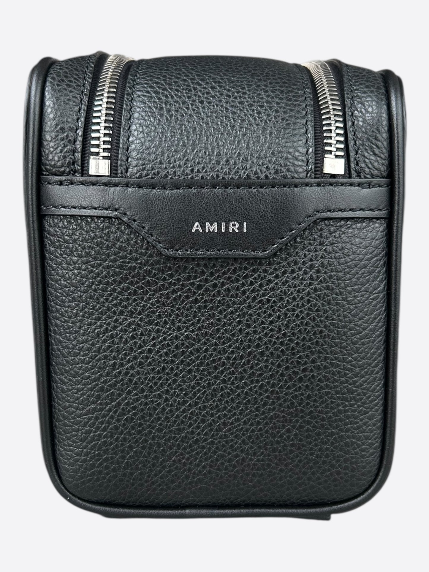 Amiri Black Embossed Logo Leather Dopp Kit