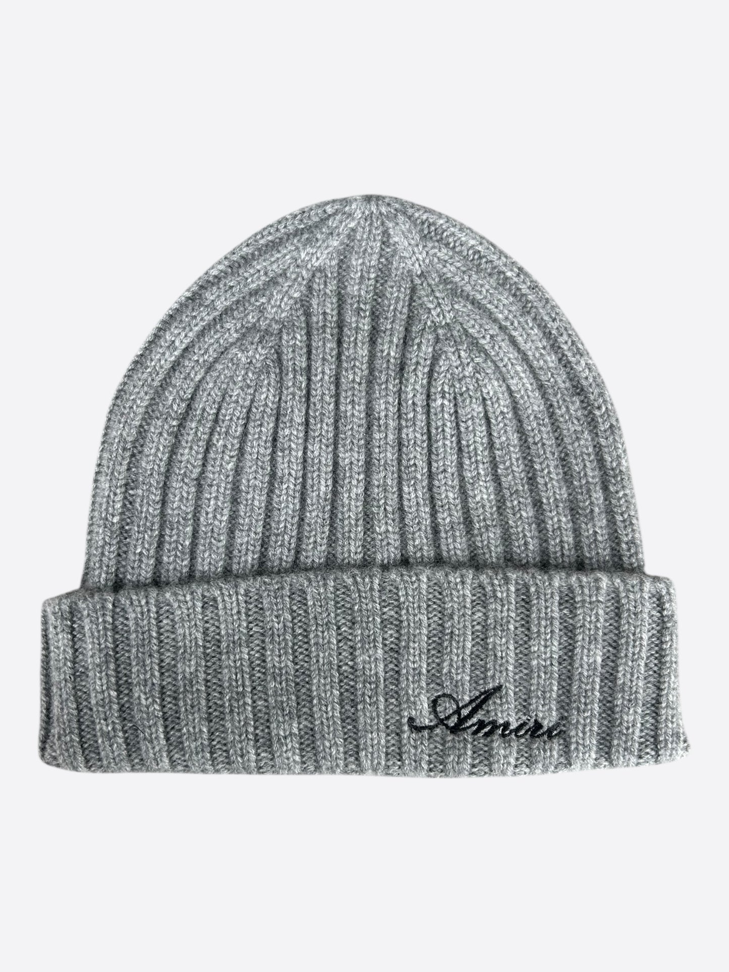 Amiri Grey & Black Script Logo Cashmere Beanie