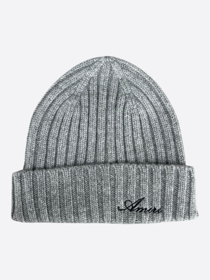 Amiri Grey & Black Script Logo Cashmere Beanie