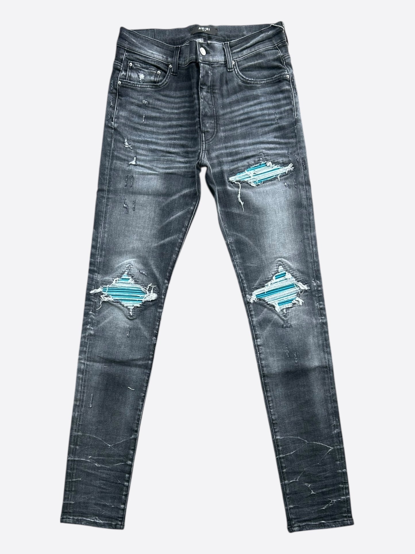 Amiri Storm Grey & Blue Patch MX1 Jeans