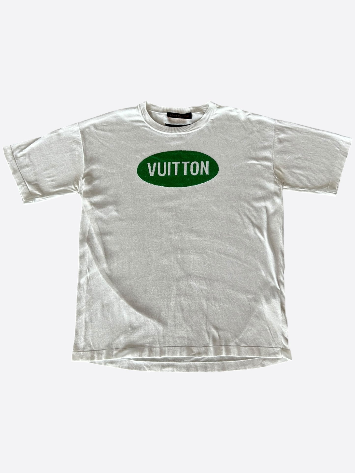 Louis Vuitton White & Green Vuitton Intarsia T-Shirt