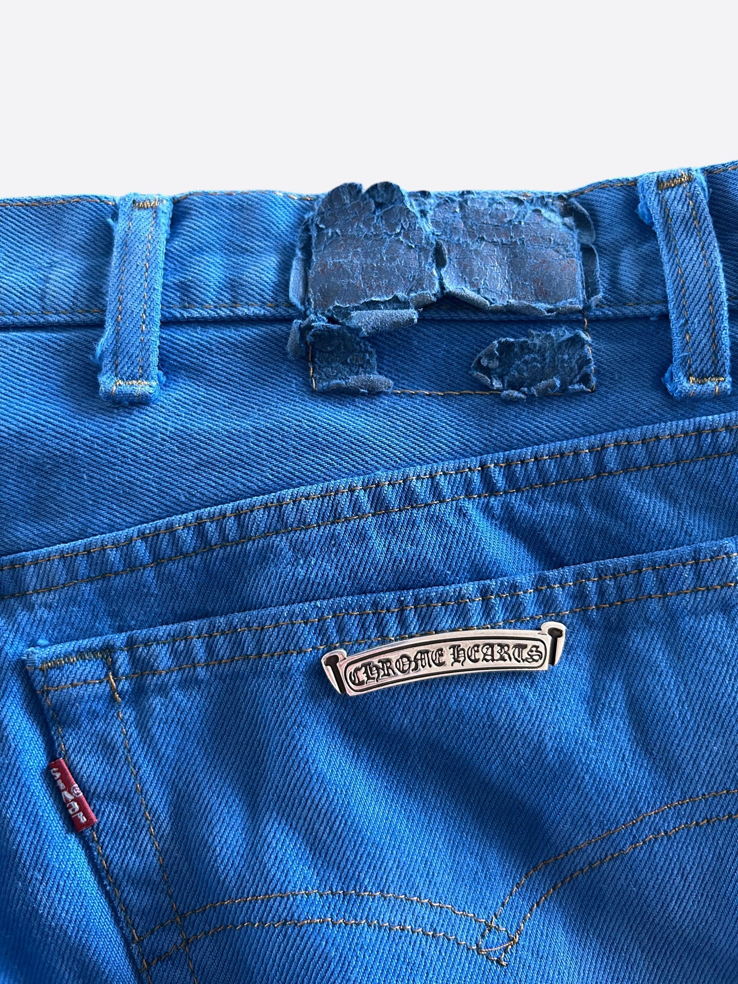 Chrome Hearts Levi's London Exclusive Blue Dyed Cross Patch Jeans