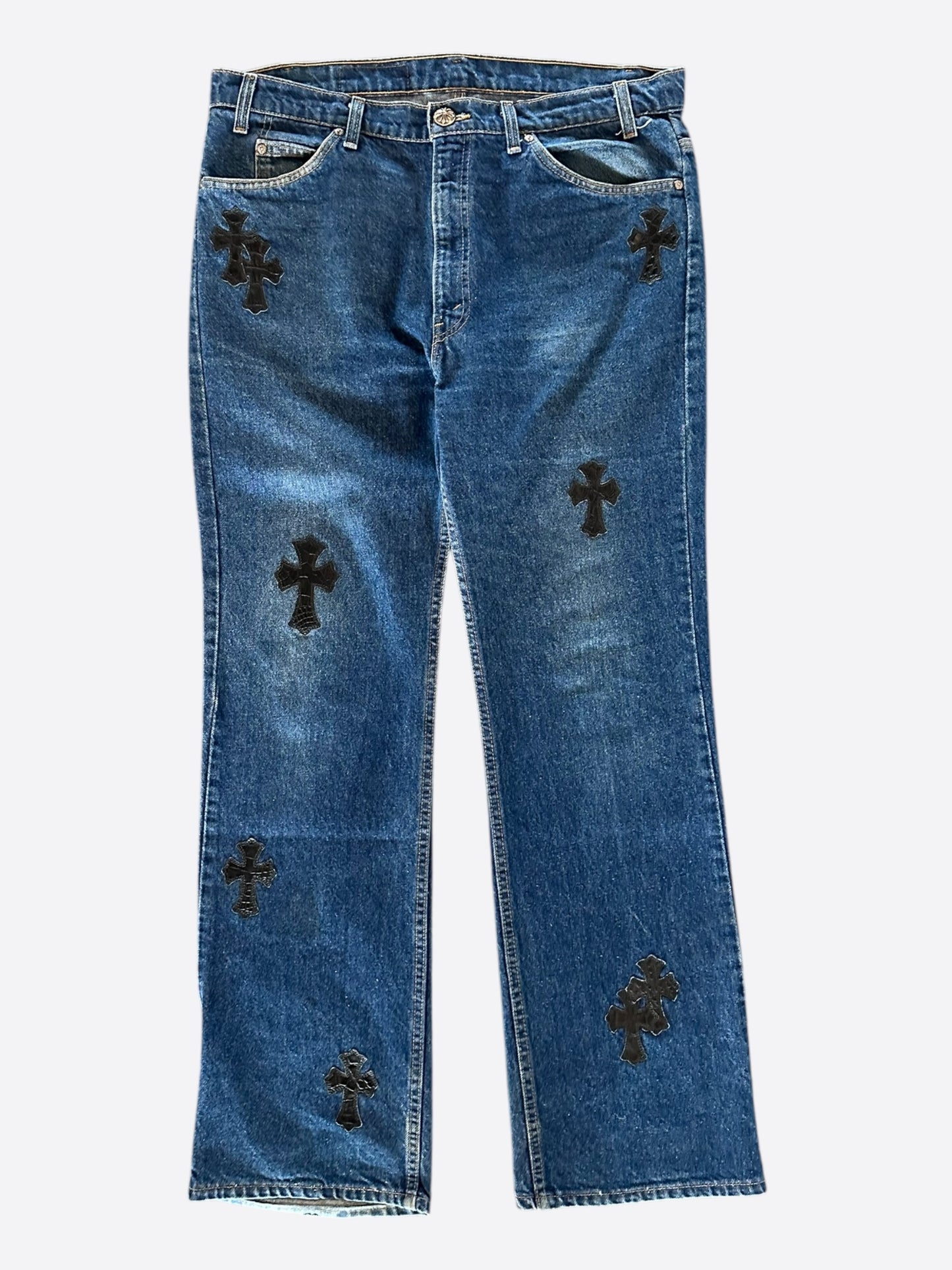 Chrome Hearts Levi's Blue & Black Crocodile Cross Patch Jeans