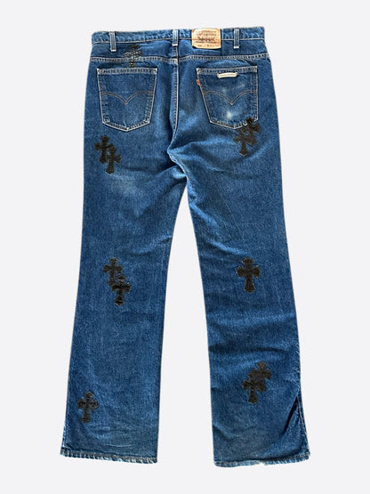 Chrome Hearts Levi's Blue & Black Crocodile Cross Patch Jeans