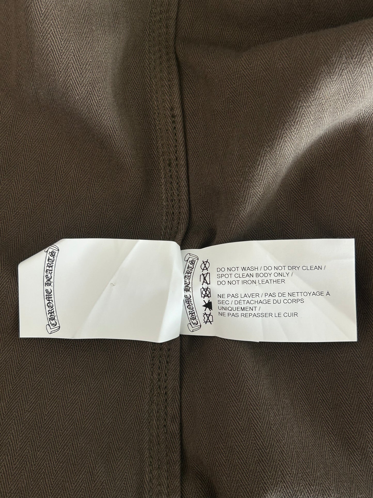 Chrome Hearts Olive & Black Leather Fleur Patch Button Up Shirt