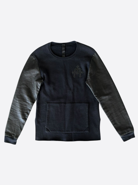 Chrome Hearts Black Leather Triple Cross Sweater