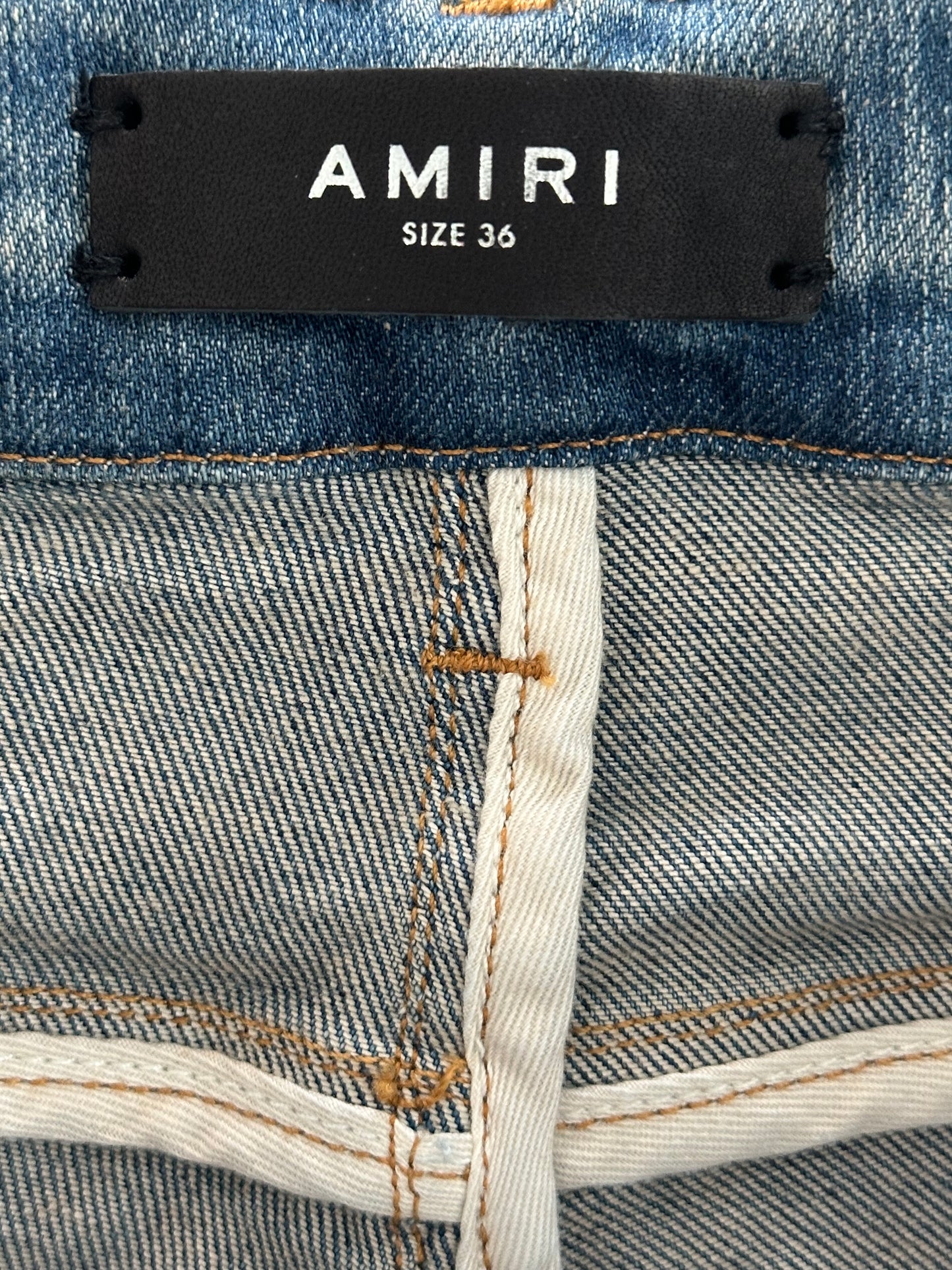 Amiri Clay Indigo Bandana Flame Patch Jeans