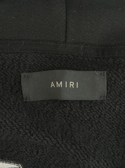Amiri Black & White Embroidered Dragon Logo Zip Up Hoodie