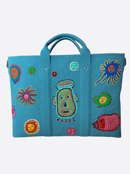 Louis Vuitton Yayoi Kusama Blue Taurillon Weekend Tote