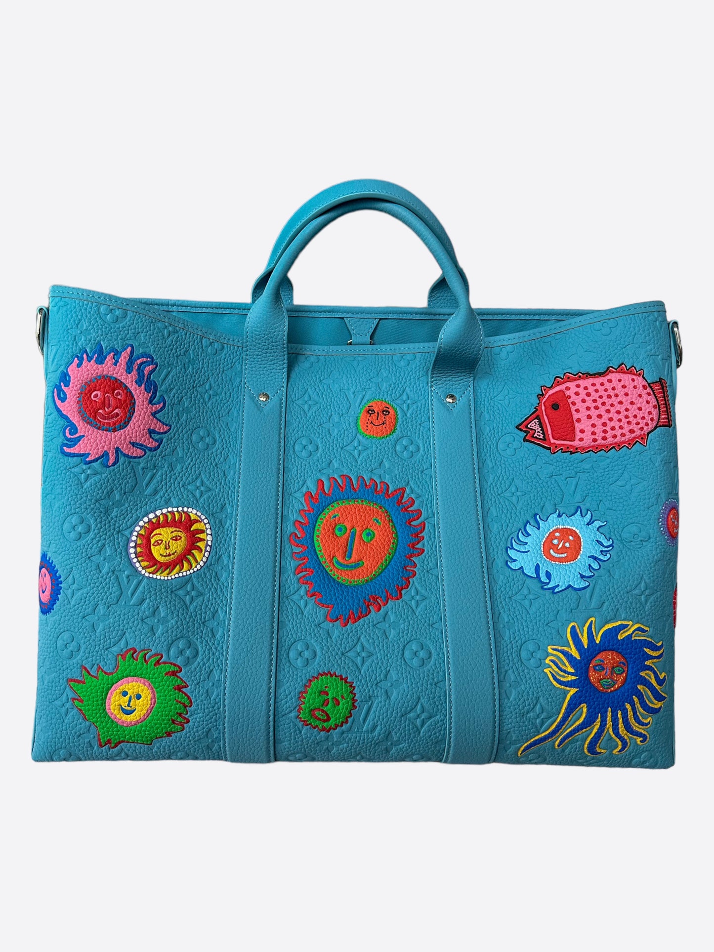 Louis Vuitton Yayoi Kusama Blue Taurillon Weekend Tote