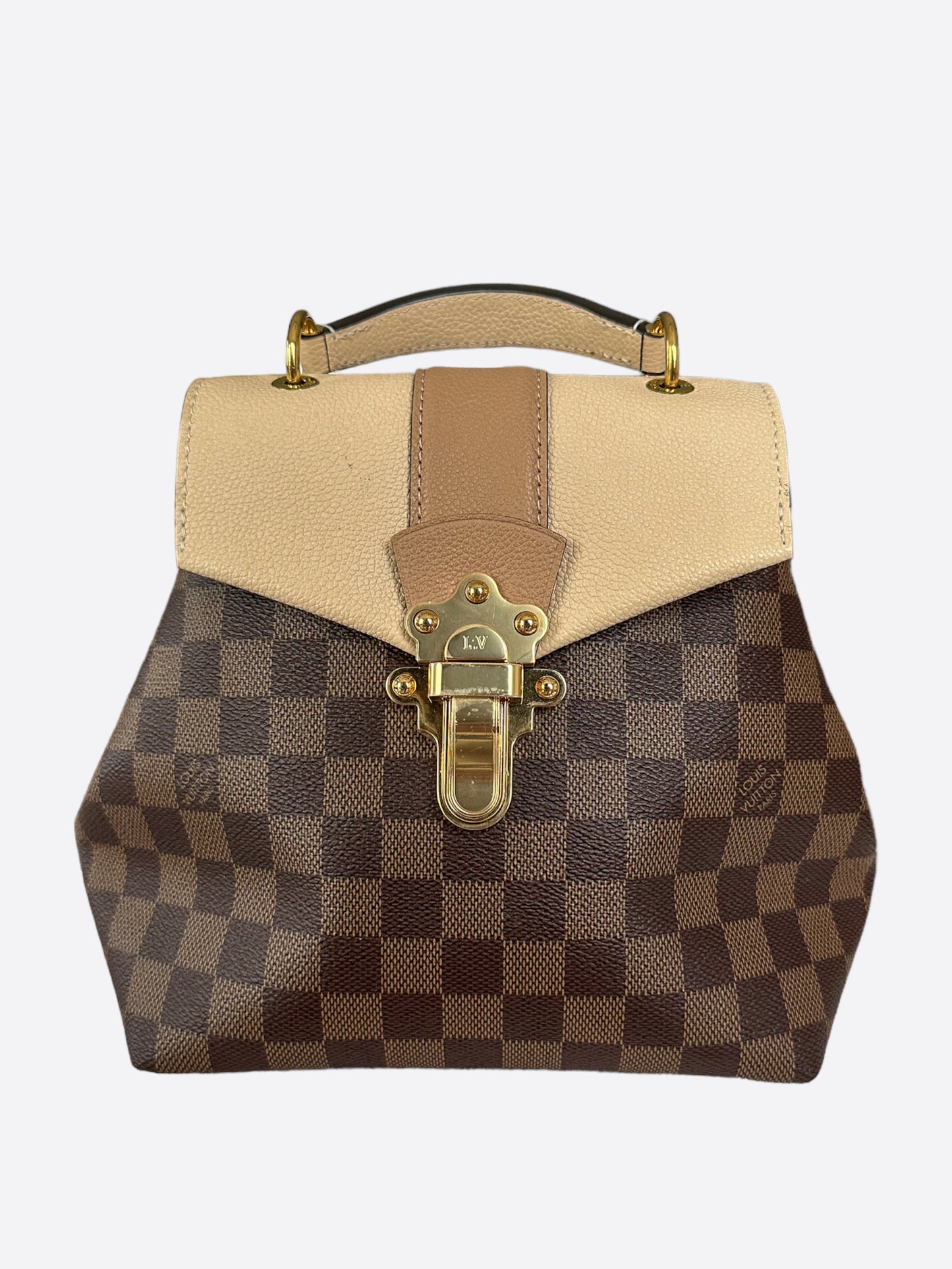 louis vuitton clapton backpack used Louis Vuitton Damier Ebene & Cream Clapton Backpack – Savonches