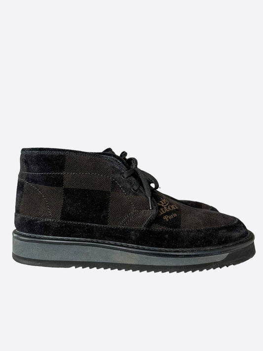 Louis Vuitton Nigo Black & Brown Damier Suede Ankle Boots