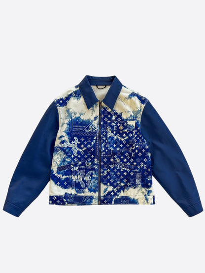 Louis Vuitton Blue Bandana Mixed Leather Jacket