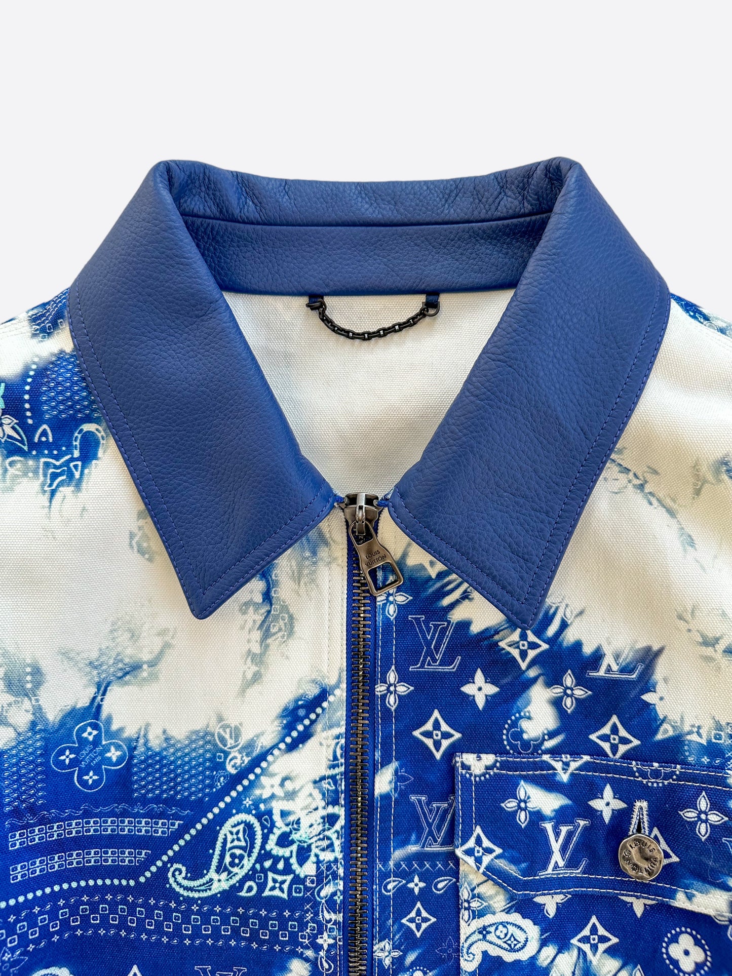 Louis Vuitton Blue Bandana Mixed Leather Jacket