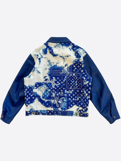 Louis Vuitton Blue Bandana Mixed Leather Jacket