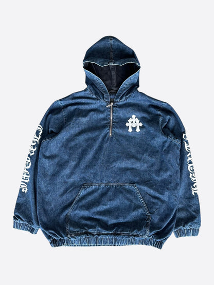 Chrome Hearts Blue & White Cross Patch Denim Anorak