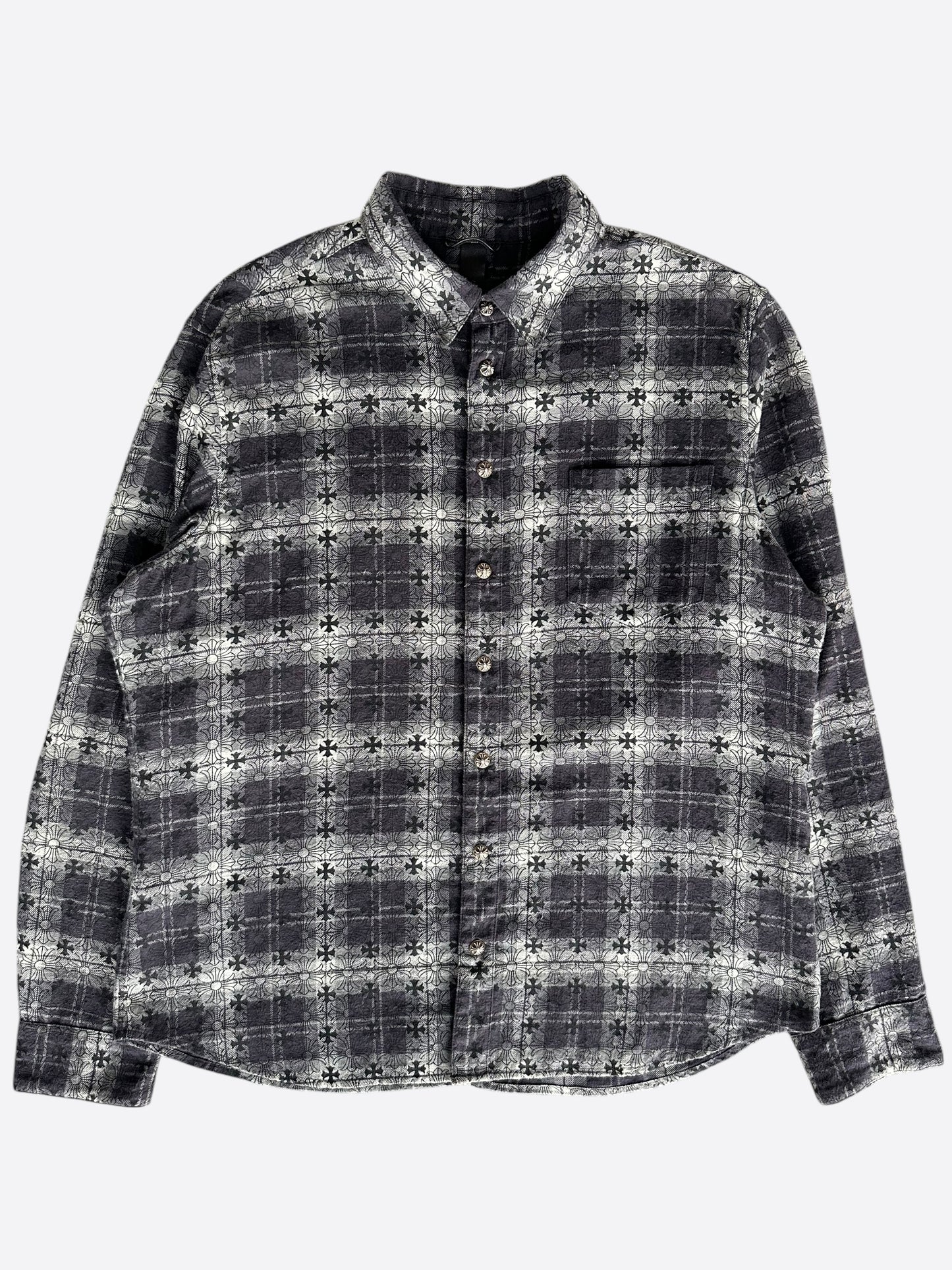Chrome Hearts Grey Cross Patch Jacquard Button Up Shirt – Savonches Chrome Hearts Grey Cross Patch Jacquard Button Up Shirt – Savonches