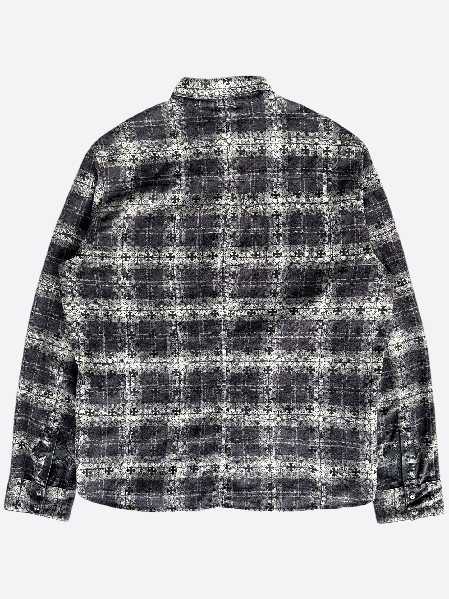 Chrome Hearts Grey Cross Patch Jacquard Button Up Shirt