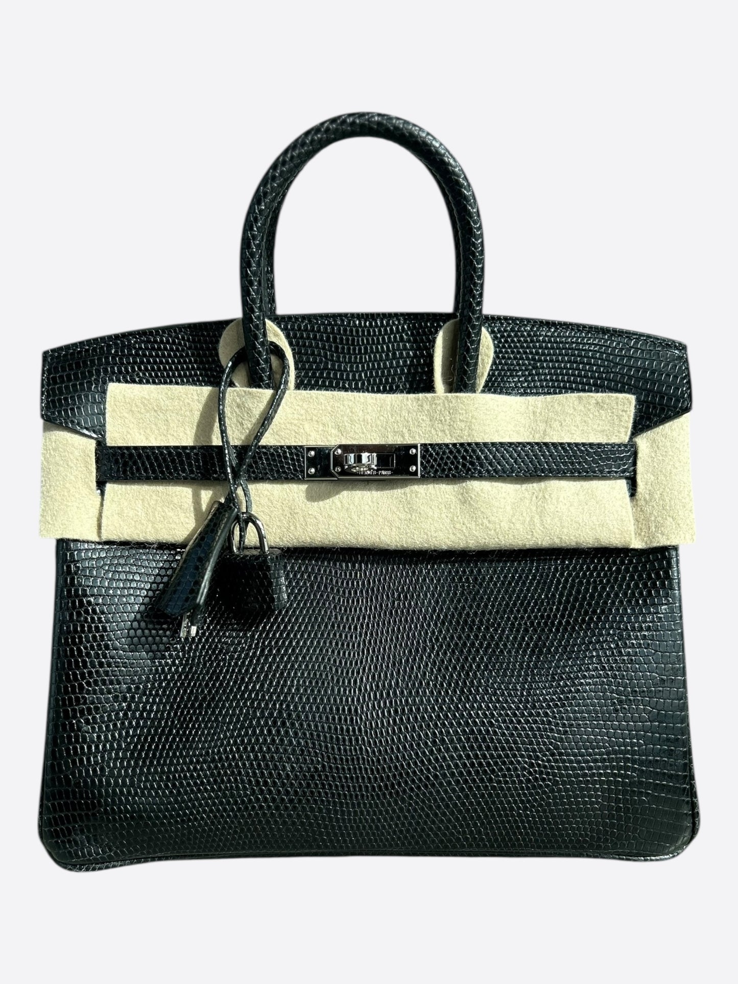 Hermes Black Lizard & Palladium Hardware Birkin 25