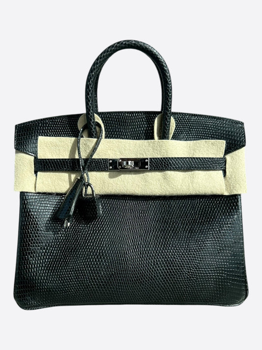 Hermes Black Lizard & Palladium Hardware Birkin 25