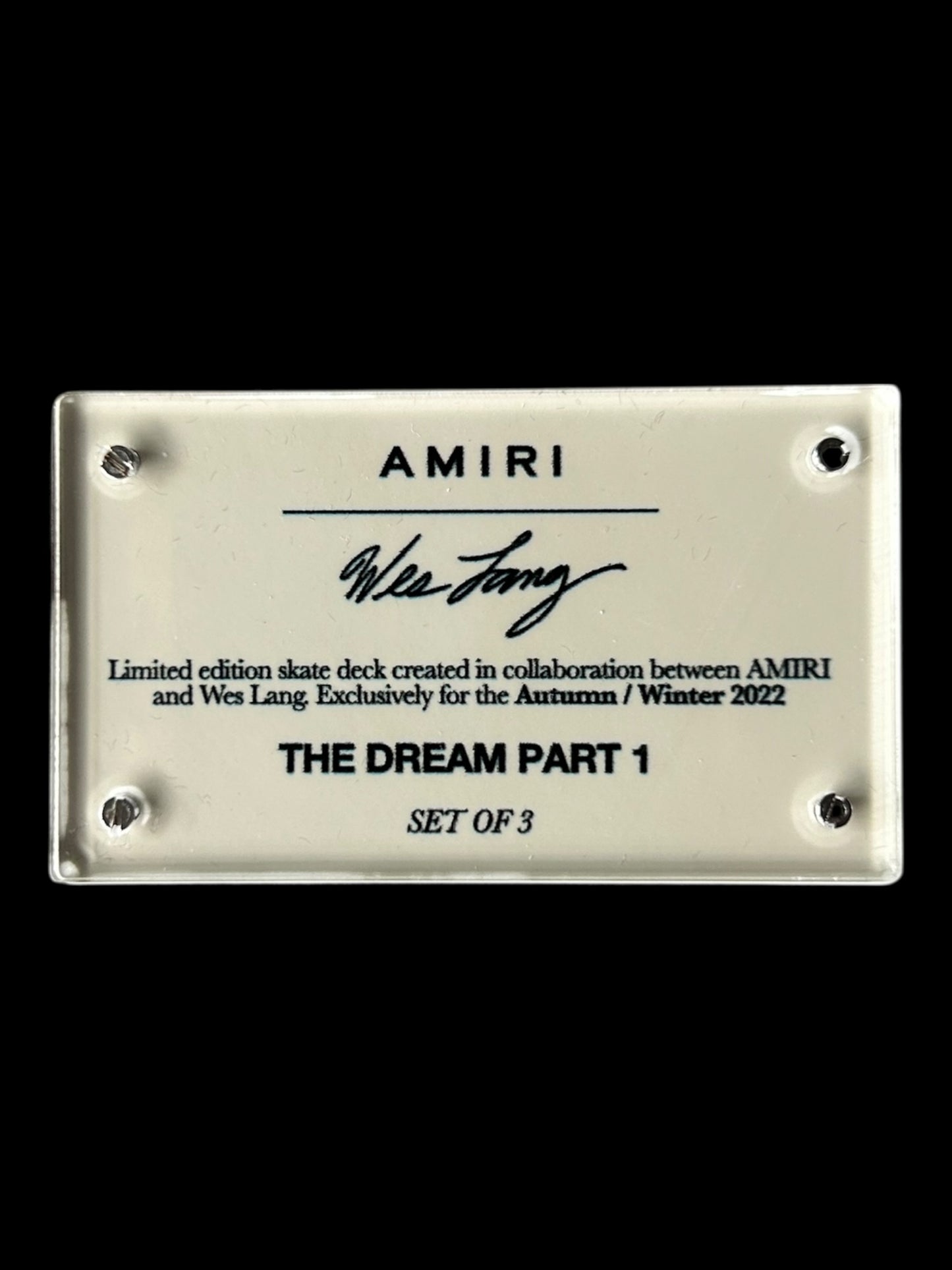 Amiri Wes Lang Black & White The Dream 3 Piece Skate Deck Set