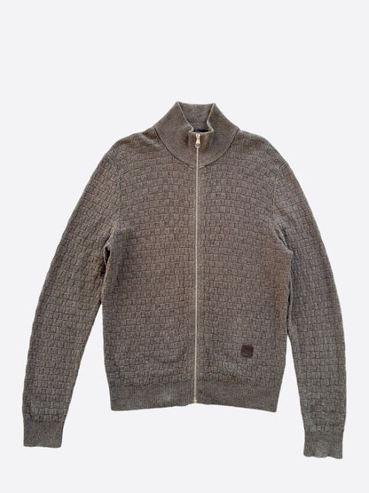 Louis Vuitton Grey Damier Zip Up Cardigan