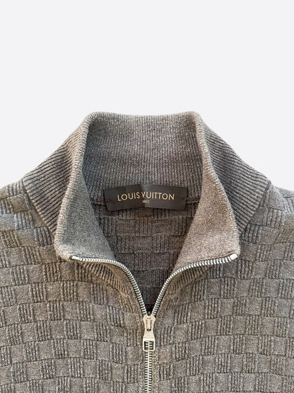 Louis Vuitton Grey Damier Zip Up Cardigan