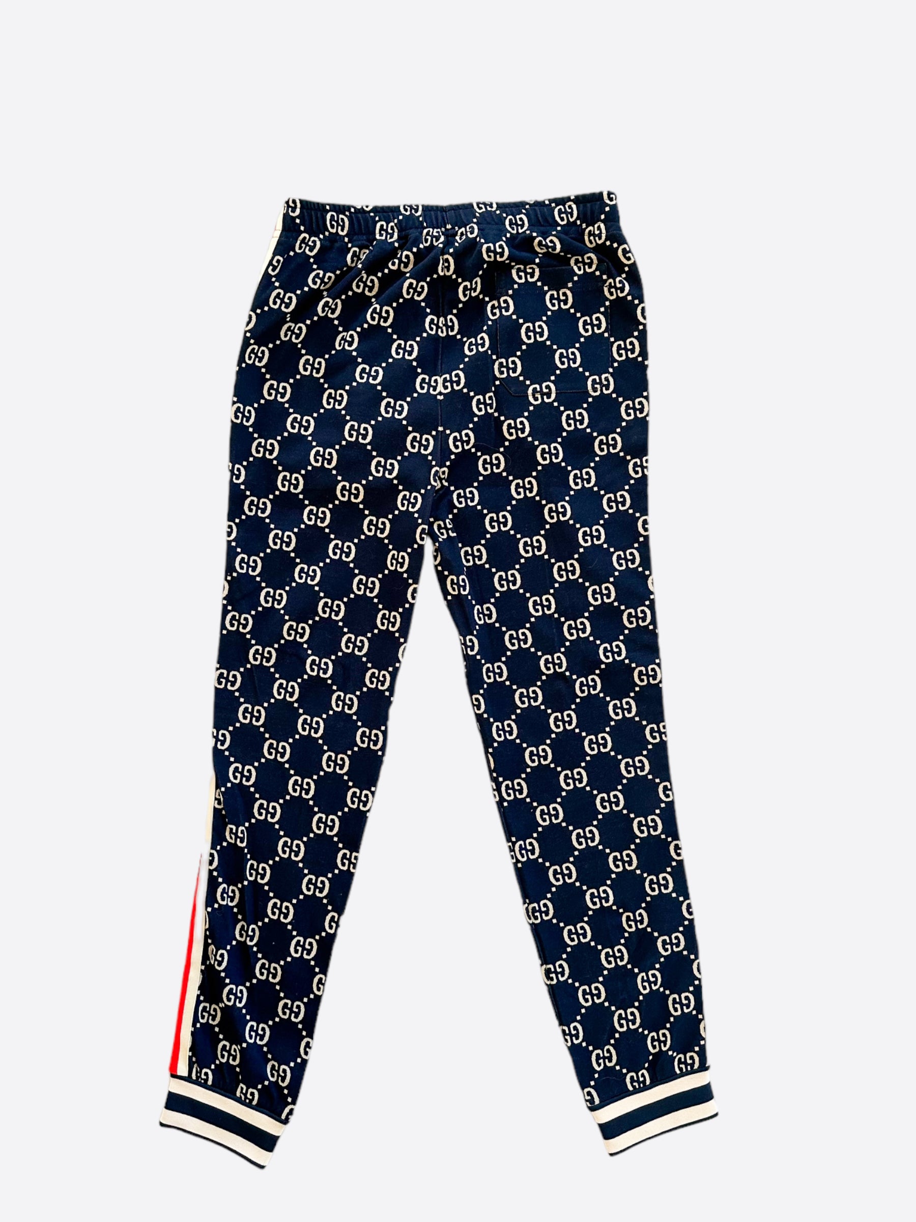 Gucci Blue & White GG Monogram Jacquard Trackpants