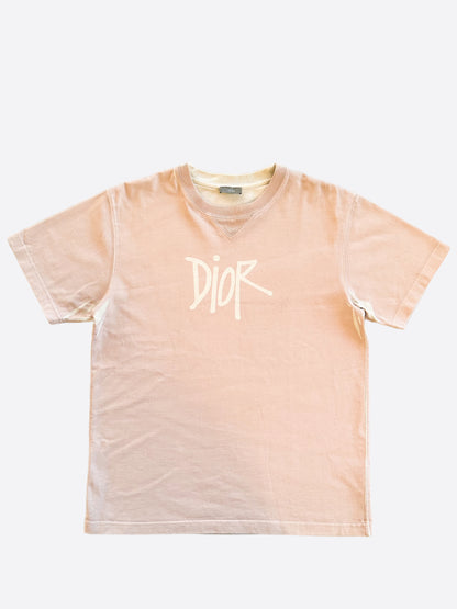 Dior Stussy Pink & White Logo T-Shirt