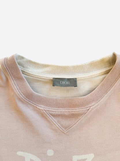 Dior Stussy Pink & White Logo T-Shirt