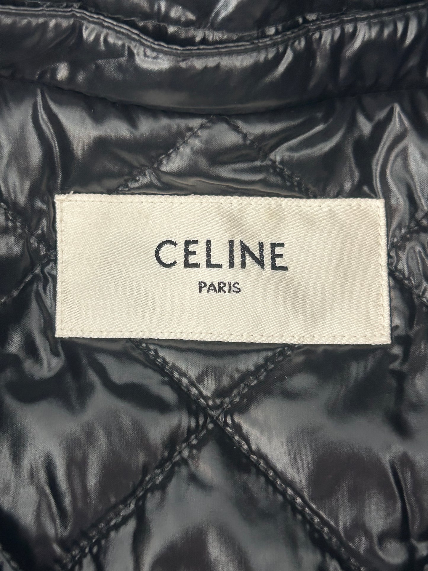 Celine Black & White Hood Logo Wool Jacket