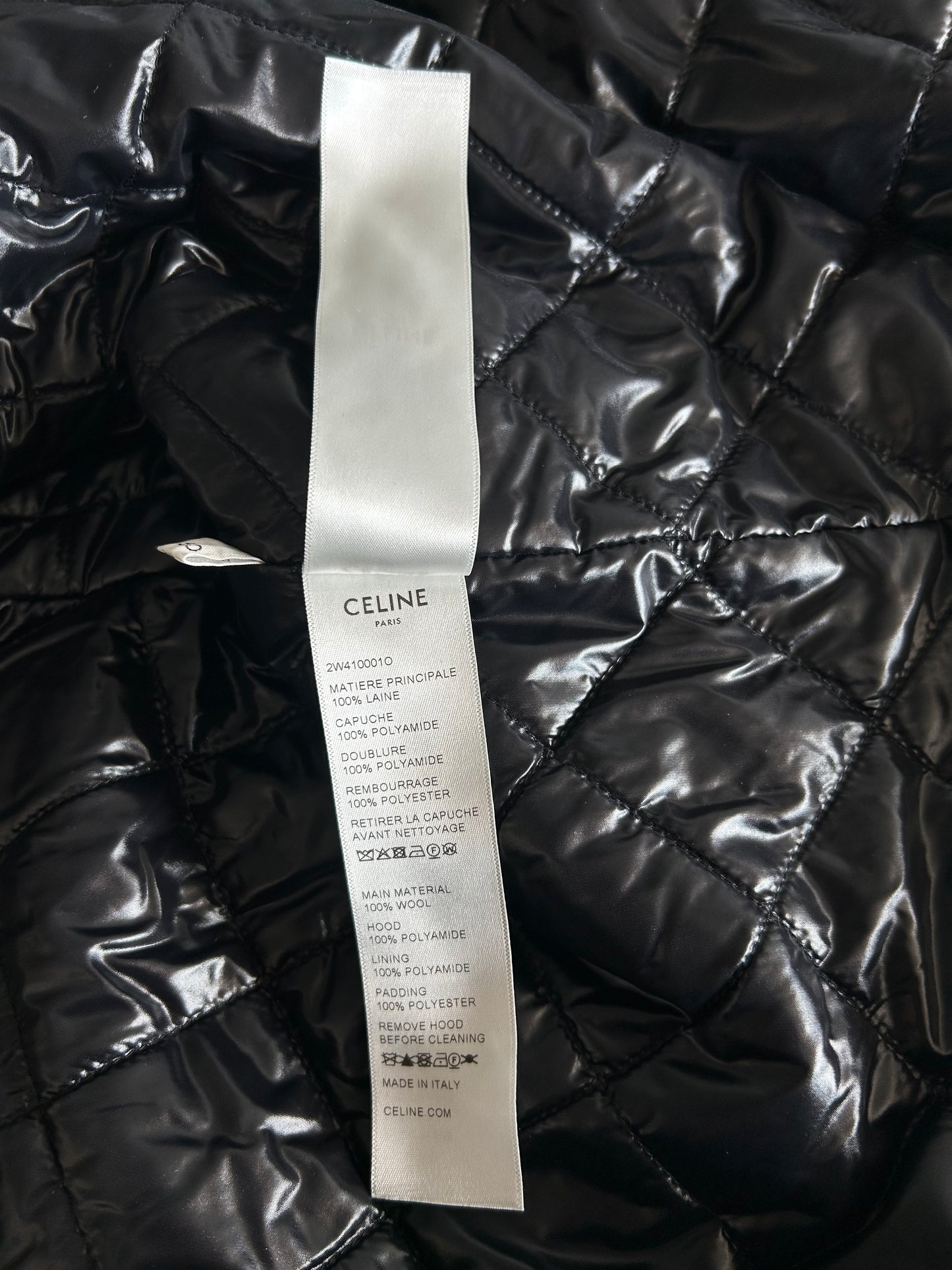 Celine Black & White Hood Logo Wool Jacket