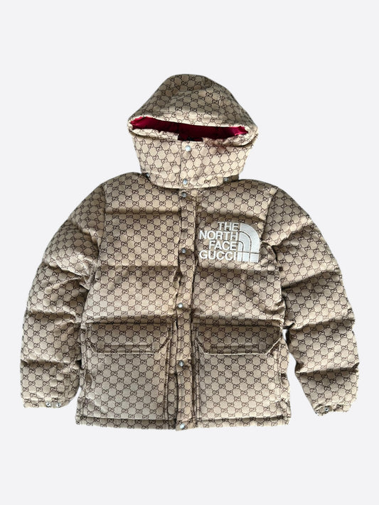 Gucci The North Face Beige GG Monogram Puffer Jacket