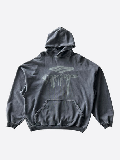 Balenciaga Black & Grey Liquified Logo Hoodie
