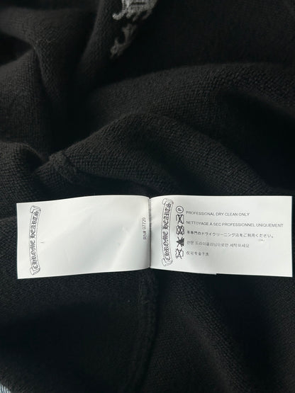 Chrome Hearts Black & White Leather Triple Cross Patch Cashmere Hoodie