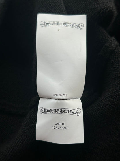 Chrome Hearts Black & White Leather Triple Cross Patch Cashmere Hoodie